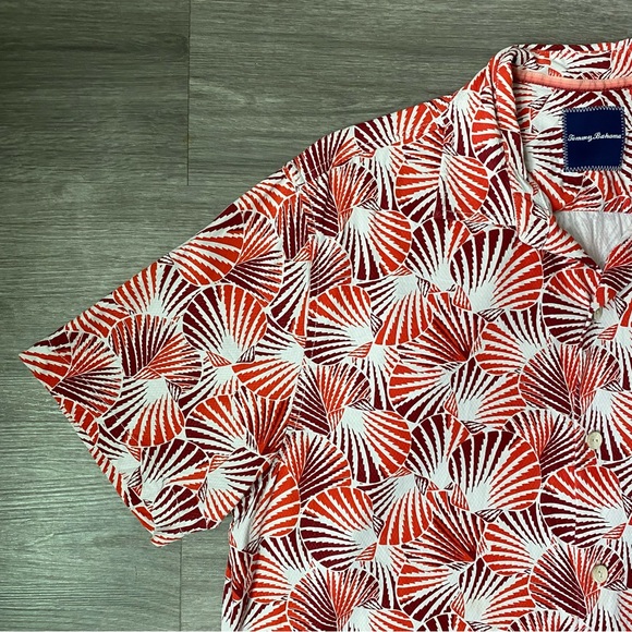 Tommy Bahama Shell We Dance Silk Tropical Camp Shirt Red Large - Picture 3 of 12